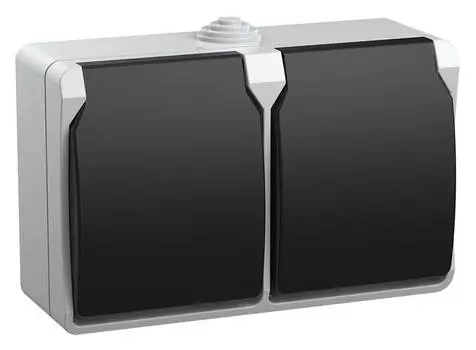 Розетка силовая IEK Форс серый/черный (ers22-k03-16-54-dc)