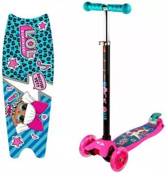 Самокат 1TOY LOL, детский, 3-колесный, розовый/мультиколор (т14734)