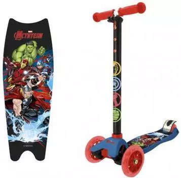 Самокат 1TOY Мстители, детский, 3-колесный, черный/красный (т14733)