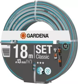 Шланг Gardena Classic 1/2" 18м поливочный армированный серый/голубой (18007-42.000.00)