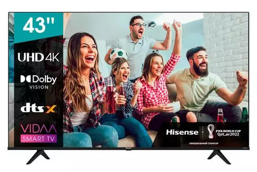 Телевизор Hisense 43A6BG, 43", LED, 4K Ultra HD, VIDAA, черный