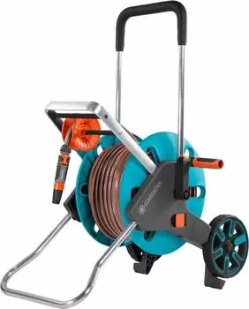 Тележка для шланга Gardena CleverRoll M Easy голубой/серый шланг в компл. 20м (18517-20.000.00)