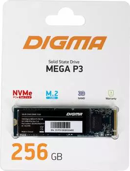 Твердотельный накопитель Digma Mega P3 256ГБ, M.2 2280, PCI-E 3.0 x4, M.2 DGSM3256GP33T