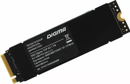 Твердотельный накопитель Digma Top G3 1024ГБ, M.2 2280, PCI-E 4.0 x4, M.2 DGST4001TG33T