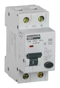 Выключатель автом. дифф. тока IEK АВДТ 32 Generica MAD25-5-040-C-30 40A тип C 6kA AC 2П 230В 2мод серый (упак.:1шт)