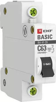 Выключатель автоматический EKF MCB4729-1-25C 25A тип C 4.5kA 1П 230В 1мод белый