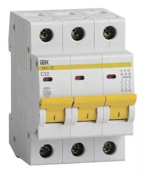 Выключатель автоматический IEK ВА47-29 MVA20-3-032-C 32A тип C 4.5kA 3П 400В 3мод белый (упак.:1шт)