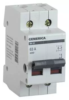 Выключатель IEK Generica MNV15-2-063 63A 2П 400В 2мод белый (упак.:1шт)