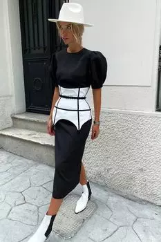 Баска на завышенной талии с кантом