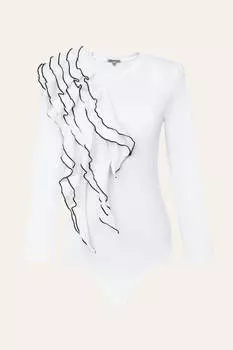 Боди из трикотажа с черными рюшами