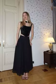 Юбка-миди асимметричная из шифона