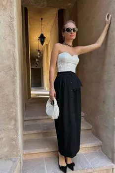 Юбка-миди на пуговицах с отделкой из кружева