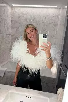 Кроп топ бюстье с декором "перья"