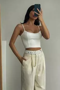 Кроп-топ на фигурном корсете из вискозы