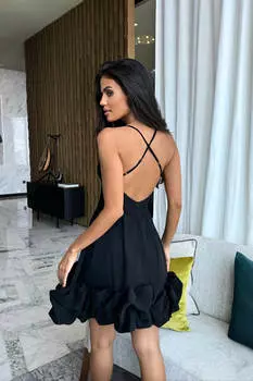 Платье-бюстье мини с открытой спиной и сборкой по низу