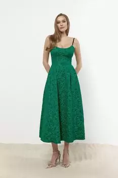 Платье-бюстье на фигурном корсете из жаккарда