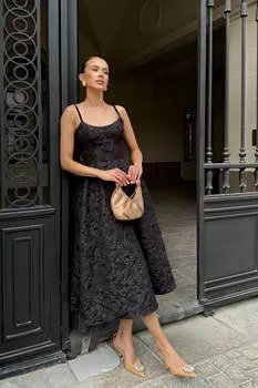 Платье-бюстье на фигурном корсете из жаккарда