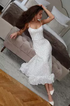 Платье-бюстье в длине миди со сборкой и цветочным принтом