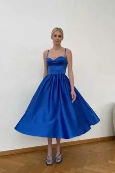 Платье бюстье в длине миди со складками на чашках