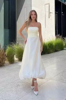 Платье-бюстье в длине миди с пышной юбкой