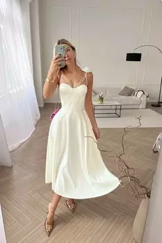 Платье-бюстье в длине миди с декором розы