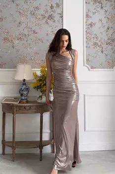 Платье-макси из трикотажа с драпировкой