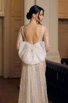 Платье - макси с бантом и открытой спиной