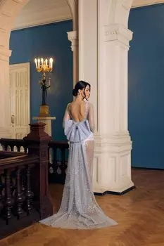 Платье - макси с бантом и открытой спиной