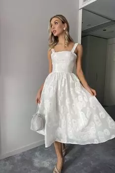 Платье-миди из жаккарда на прямом корсете