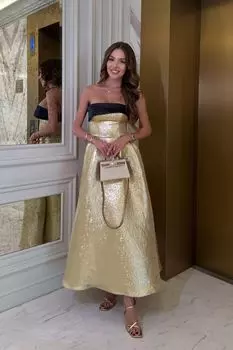 Платье-миди из жаккарда с отворотом