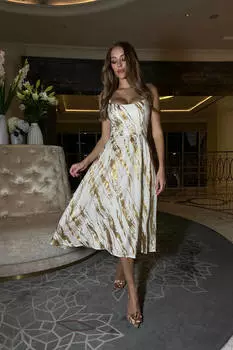 Платье-миди на корсетной основе из жаккарда