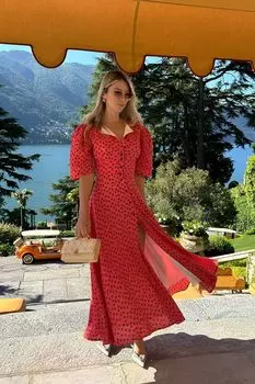 Платье-миди на пуговицах с коротким рукавом