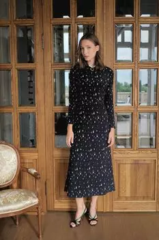 Платье миди с длинным рукавом и юбкой «годе»