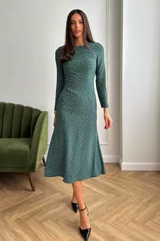 Платье миди с длинным рукавом и юбкой «годе»