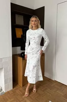 Платье миди с длинным рукавом и юбкой «годе»