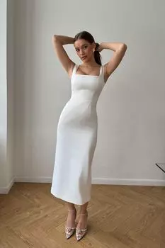 Платье миди с квадратным вырезом