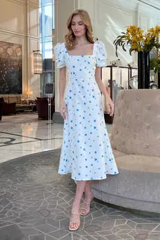 Платье-миди с квадратным вырезом и юбкой годе