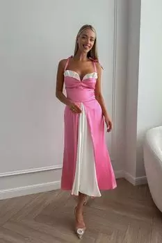 Платье миди "веер" с разрезами и летящей юбкой