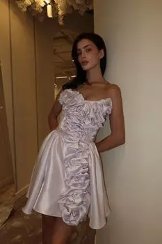 Платье-мини на корсетной основе с декоративной сборкой