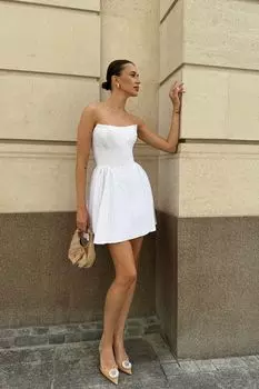 Платье-мини на рельефном корсете