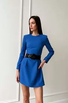 Платье мини с длинным рукавом и съемным поясом роза