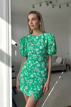 Платье-мини с юбкой на запах и коротким рукавом