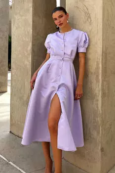 Платье в длине миди на пуговицах с пышной юбкой