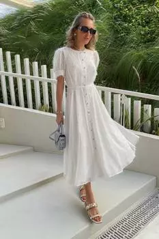 Платье в длине миди с акцентными пуговицами