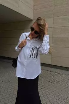 Рубашка из хлопка с карманом из пайеток