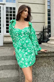 Рубашка из хлопка с пышным рукавом