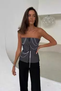 Топ из джинсы на пуговицах с декором