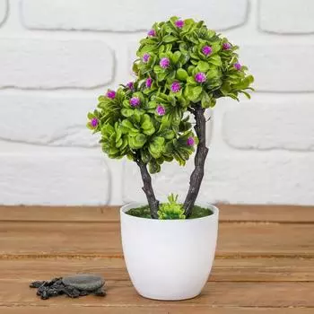 Бонсай Деревце двойное с цветами в ассортименте (15 см)