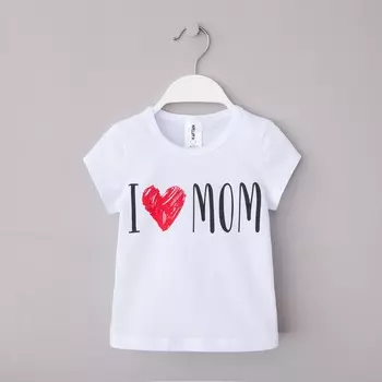 Детская футболка Love Mom Цвет: Белый (7-8 лет)