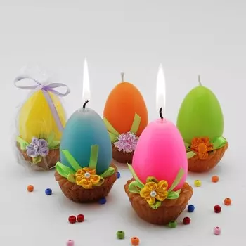 Свеча Яйцо в корзинке (8,5х6х6 см)